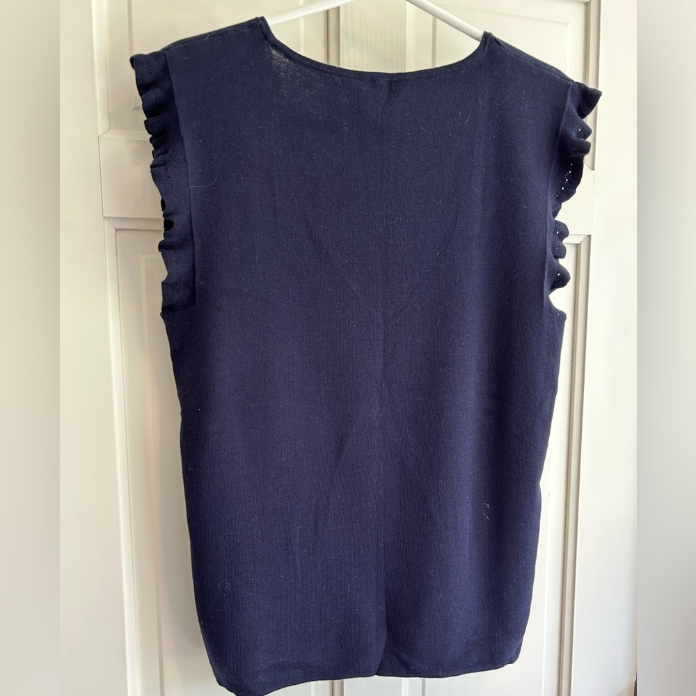 NWT Talbots Blue Ruffled Tank Top Sweater - Picture 2 of 5